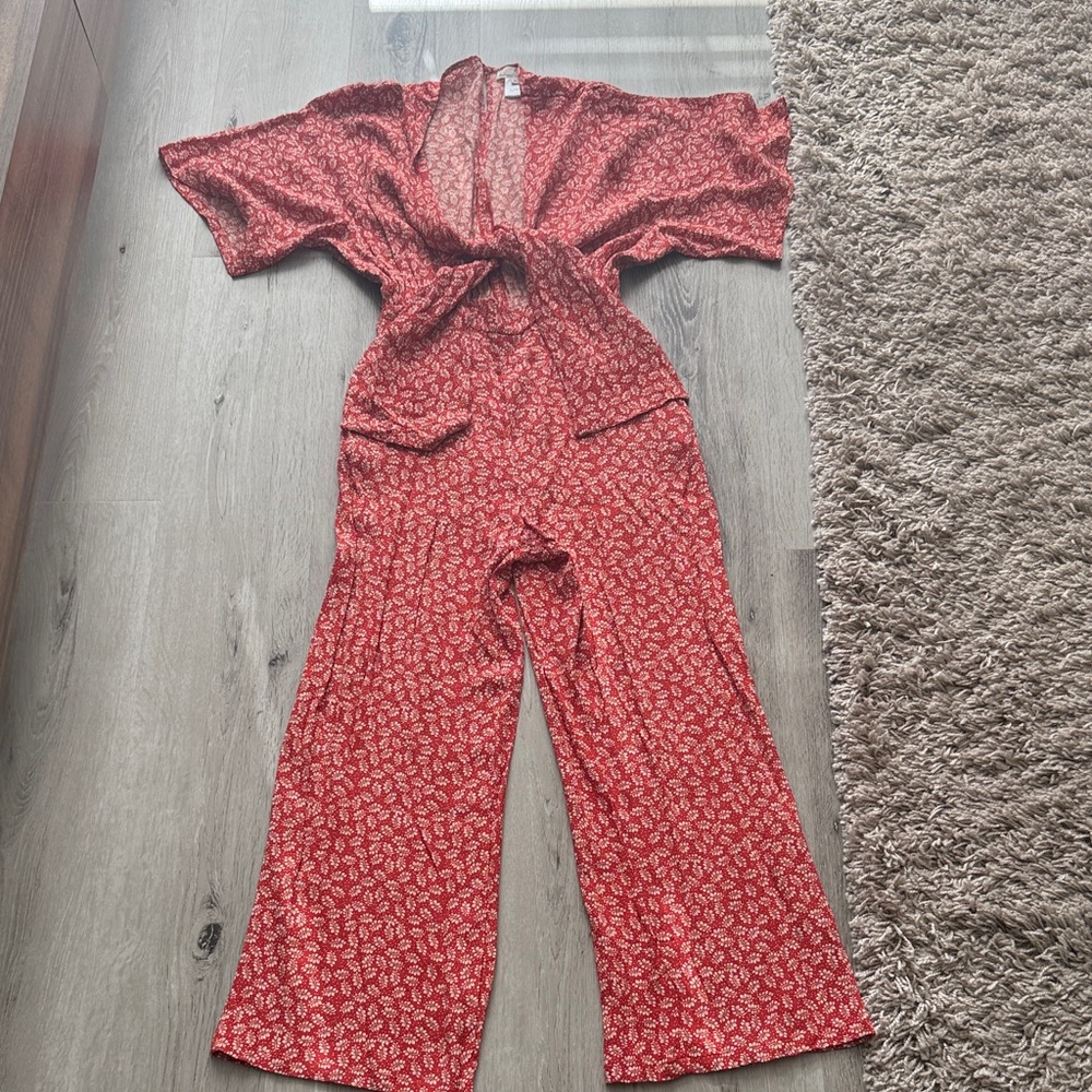 Red Patterned Jumpsuit (ties in the front)